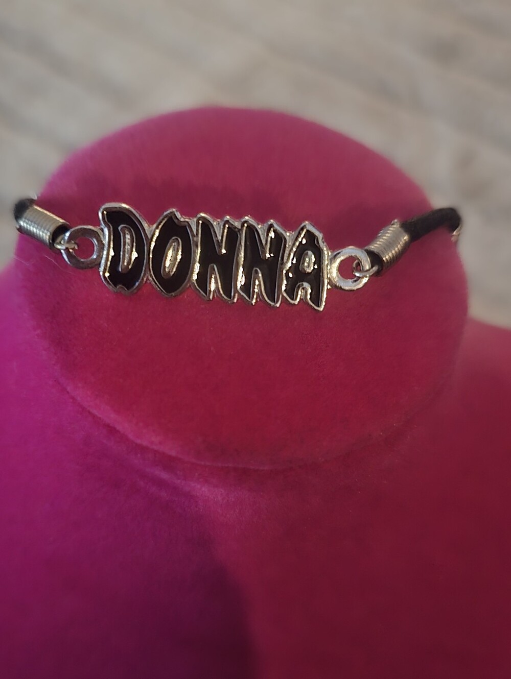 Adonna Black and Silver 'DONNA' Nameplate Bracelet
